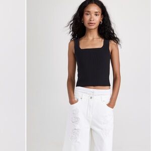 Reformation Julia Rib Knit Sweater Tank (XS) (Black)